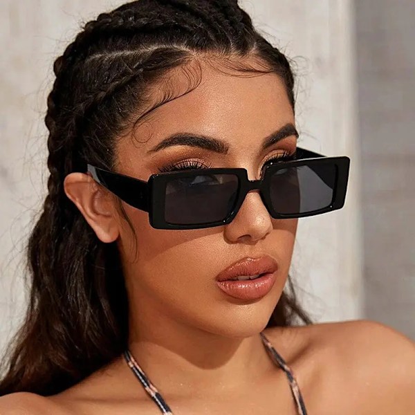 Solbriller kvinder rektangulære trendy 2025 sommer retro  leopard Brown one size