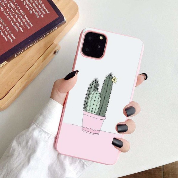 iPhone 13 Pro Max Mini skal med kaktus rosa pastellfärger Pink one size