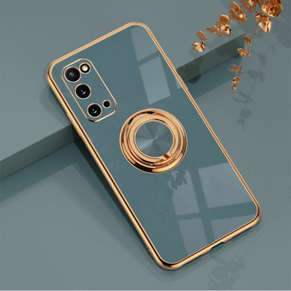 Ylellinen tyylikäs kotelo Samsung Galaxy S20 Plus, jossa rengasjalustatoiminto kulta Blue one size