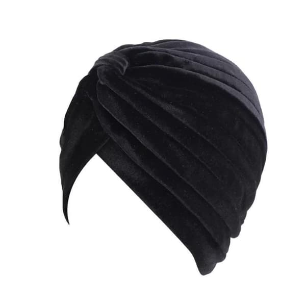 Turbaani ylellisessä sametissa useissa väreissä Hattu Black one size