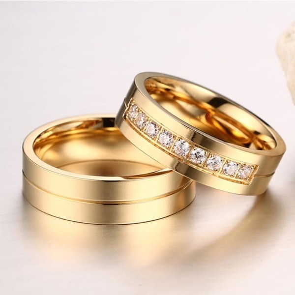 Matchende ringe til mænd og kvinder guld & sølv julegave Gold one size