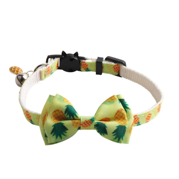 Gulligt halsband med olika frukter & rosett samt bjällra Yellow one size