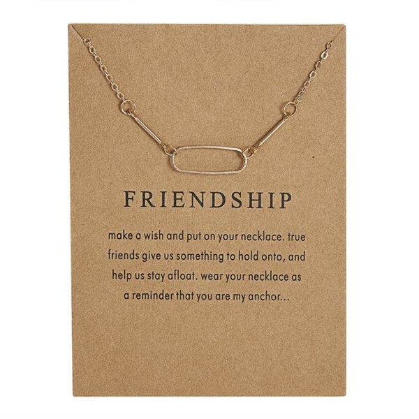 Friendship - kaulakoru, soikea 18K kullattu lahja ystävyys Gold one size