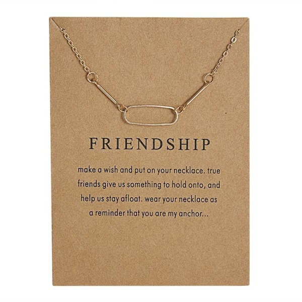 Friendship necklace with oval 18K gold plated gift friends Gold one size