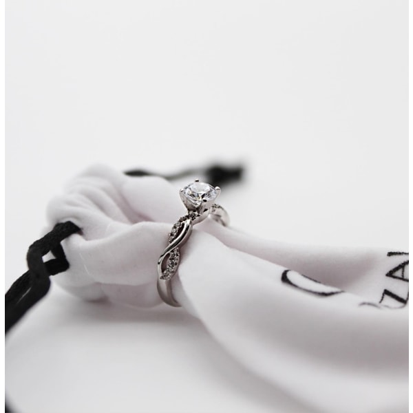 Sterling sølv spunnet ring zirkon rhinestones forlovelse bryllup Silver one size