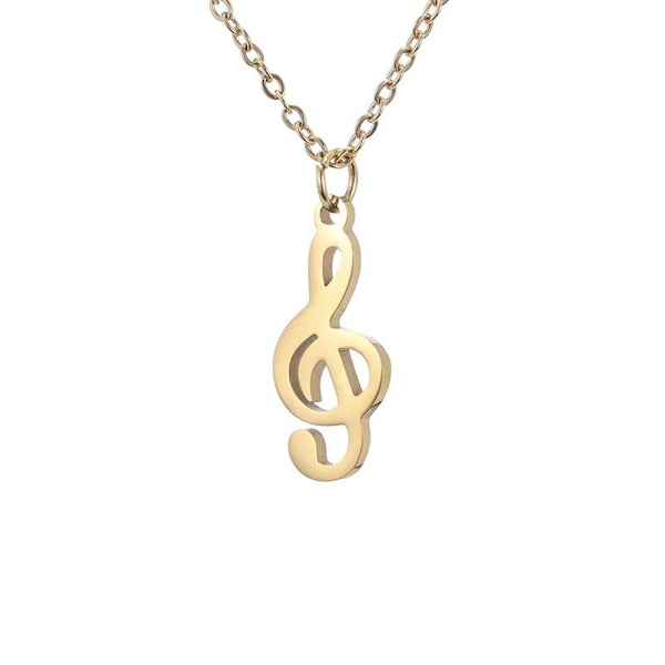 Make Music - G-klav Not Halsband i 18K Guldpläterat Utförande - En Musikalisk Gåva att Höja Stämningen Guld one size