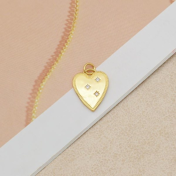 Halsband hjärta guldpläterat med kristaller handgjort med kedja Guld one size