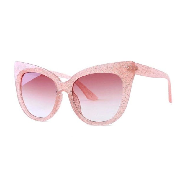 Store lyserøde cateye solbriller UV400 glitter Pink one size