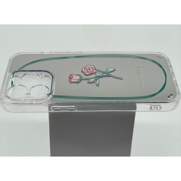 iPhone 13, Pro & Max aurora ros med spegelglas blomma Silver one size