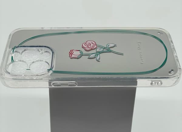 iPhone 13, Pro & Max aurora rose med spejlglas blomst Silver one size