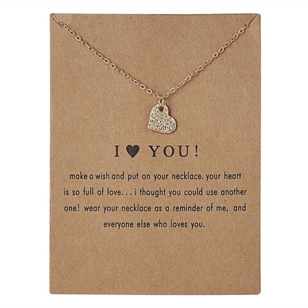 Jeg elsker dig - halskæde med hjerte 18K forgyldt I love you Gold one size