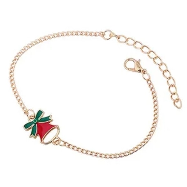 Beautiful bracelet with bell with green ribbon Christmas Gold one size
