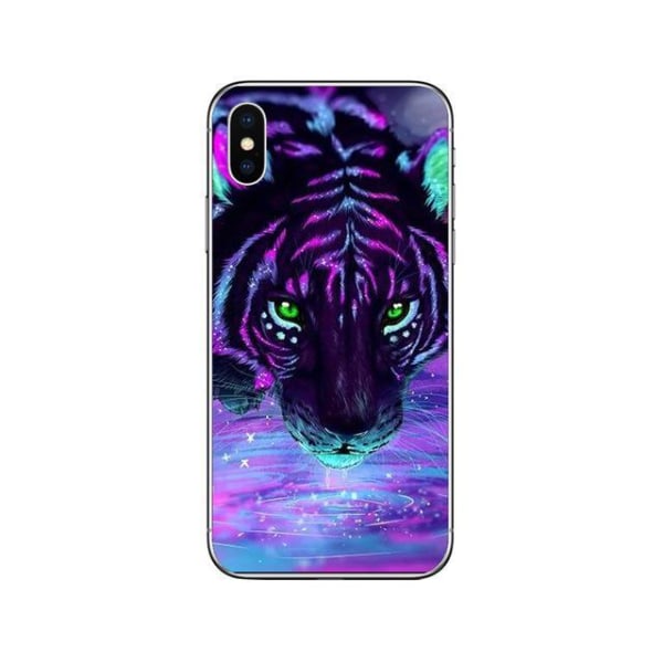 iPhone 13, Pro og Max shell tiger med neonfarger Purple one size