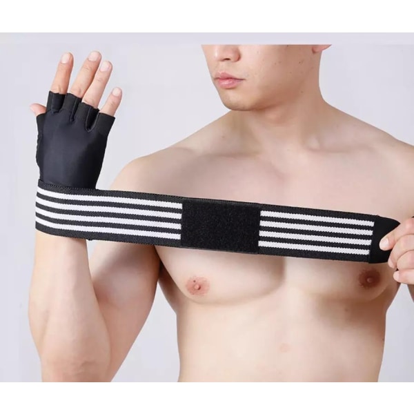 Anti-glid handskar för fitness träning gym tyngdlyftning randig Black M
