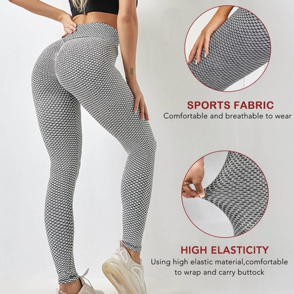 TikTok Leggings Dame Butt Lifting Workout Tights Plus Size Sport Grey XXL