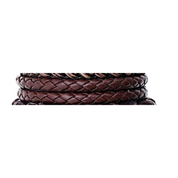 Två i ett bruna flätade armband i äkta läder handgjorda Brun one size