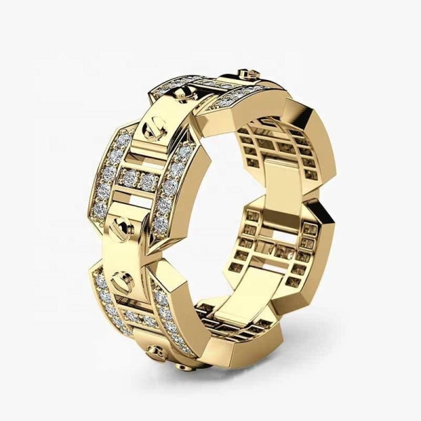 Unik handgjord guld ring för män punk lyx design Gold one size