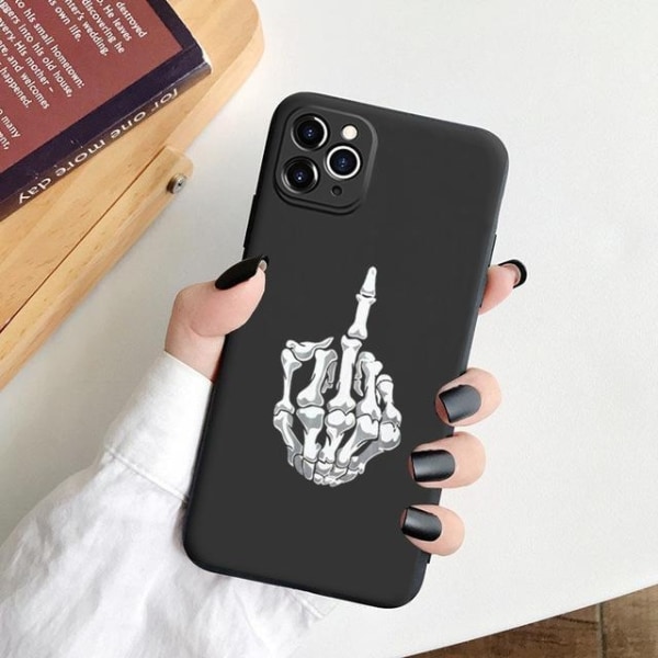 Samsung S22, Plus & Ultra case F-you skelet hånd mobil skal Black S22 Plus