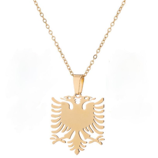 Necklace with shenja e flamurite Albanian eagle gold plated & si gold one size