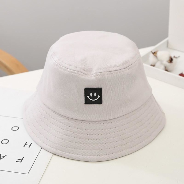 Fiskehat Hip-Hop sort eller hvid broderet glas smiley solhat White one size