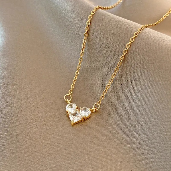 Guldpläterat Önske-halsband med hjärta perfekt julkapp gåva present Guld one size