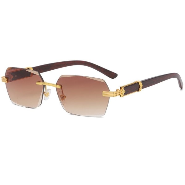 Detaljerede solbriller med trædetaljer & kanter i guld brun Brown one size
