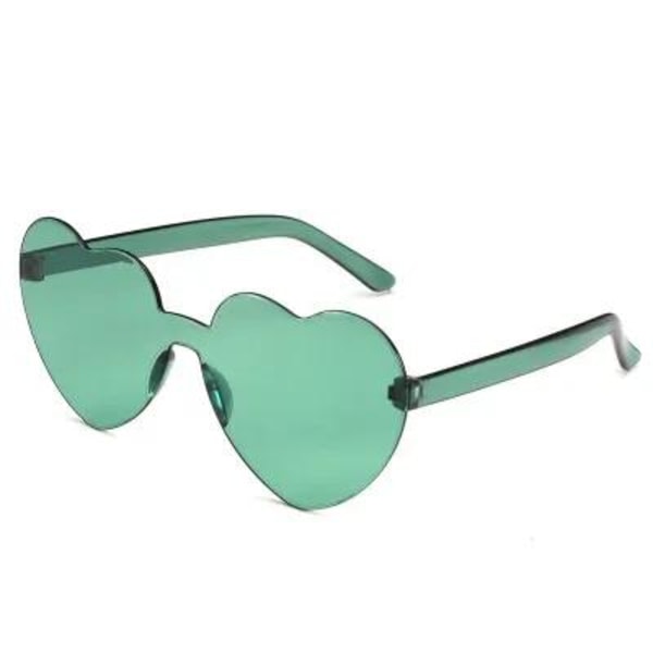 Retro hjärtformade solglasögon dam överdimensionerade UV400 Green one size