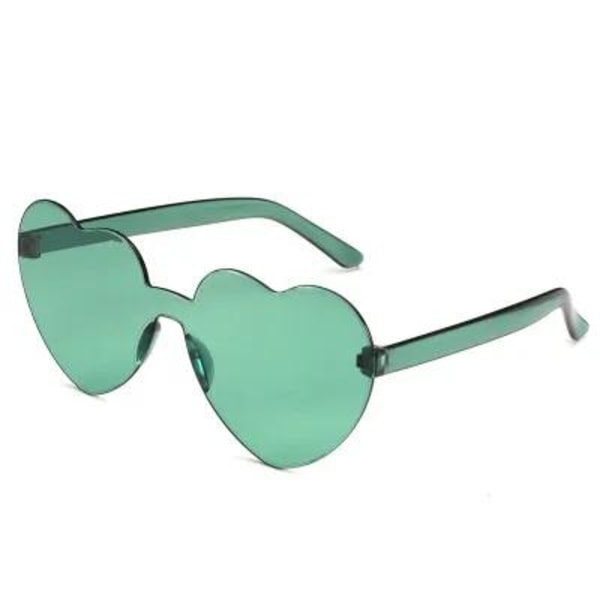 Retro hjerteformede solbriller oversized UV400 for kvinner Green one size