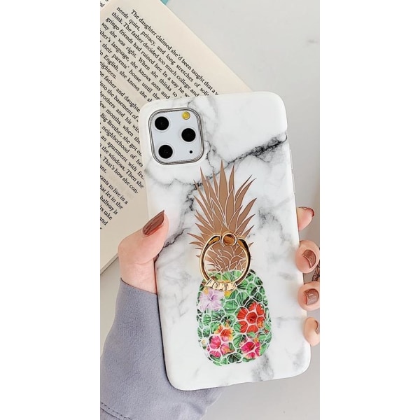 Marmorskal iPhone11 PRO + ananas + ring Guld one size