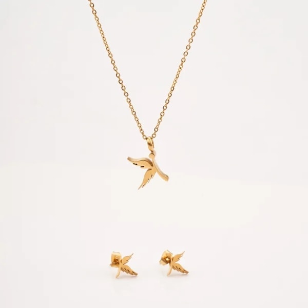 Life is beautiful -kaulakoru linnulla 18K kullattu lahja kolibri Gold one size