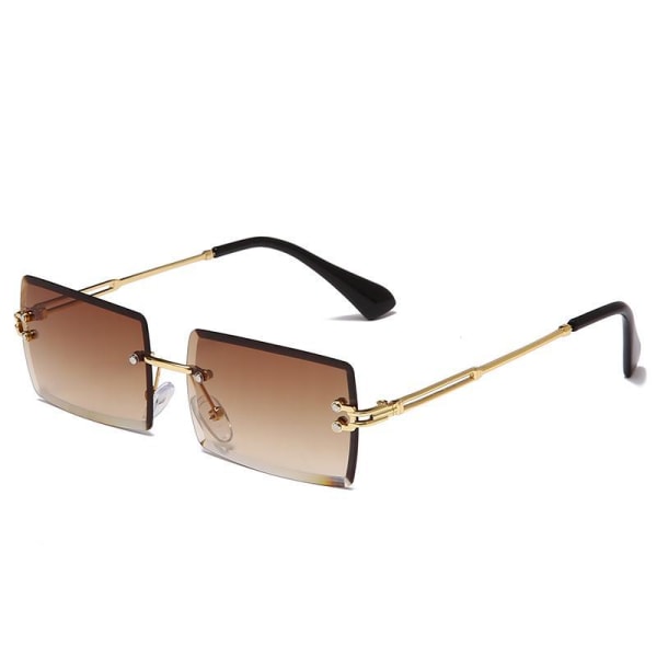 Solbriller for kvinner 90-tallsinspirert rektangulær sommer Brown one size