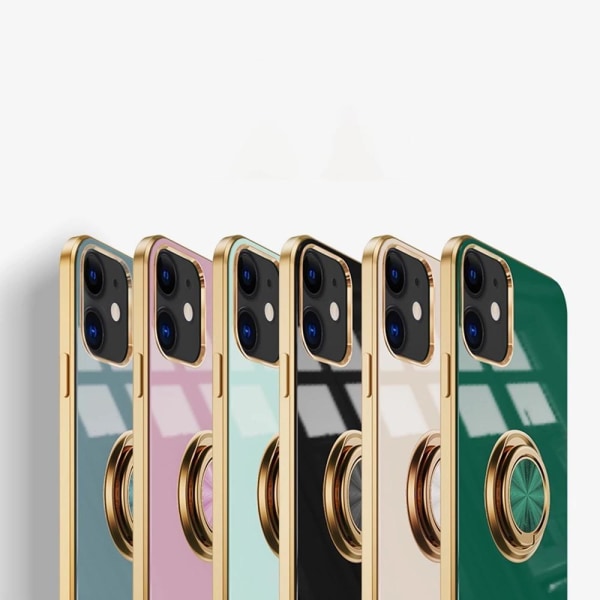 Lyxigt Stilrent skal ‘iPhone 13 Mini‘med ring ställ-funktion Gul Pink Pink