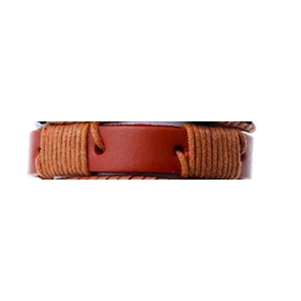 Brunt/orange armband i äkta läder med snören Brun one size