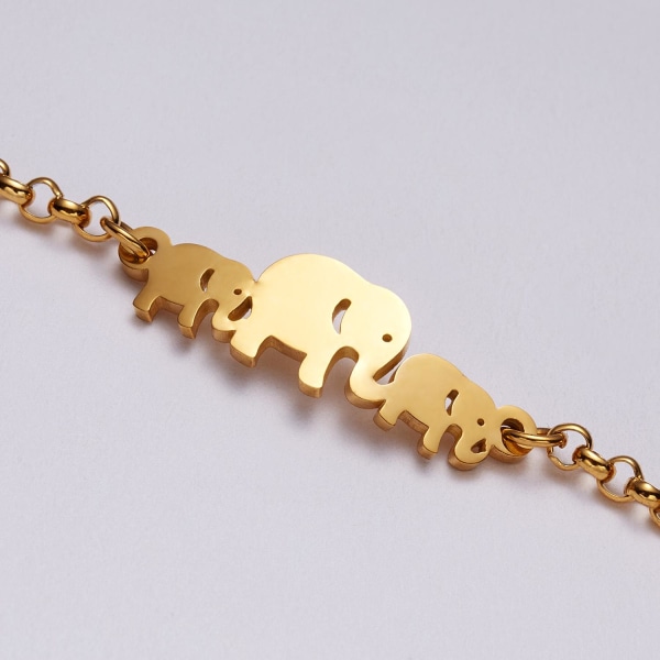 Guldpläterat armband med elefanter perfekt gåva barn kvinnor män Guld one size