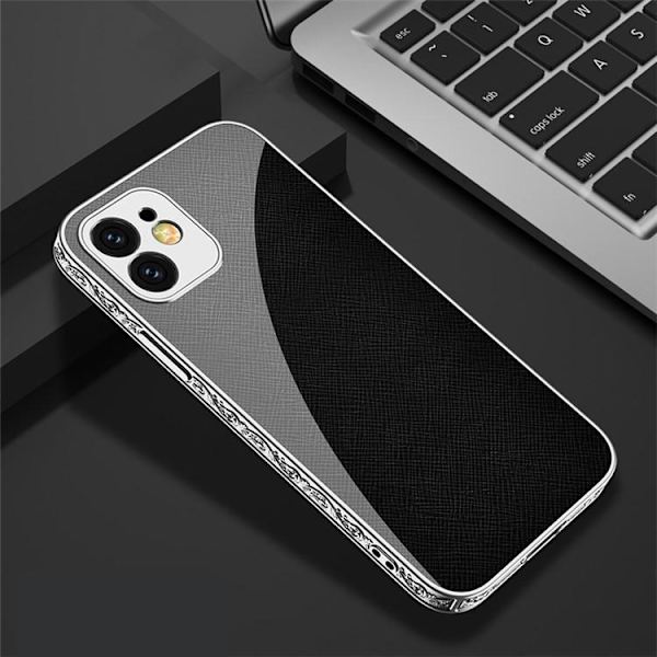 iPhone 13 luksus glascover guld & sølv barok elegant sort Black one size