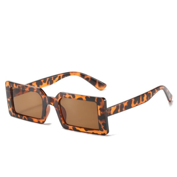 Solbriller kvinner rektangulær trend 2024 sommer retro leopard Brown one size