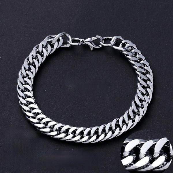 Snyggt titanium armband för män i grå silver punk Silver one size