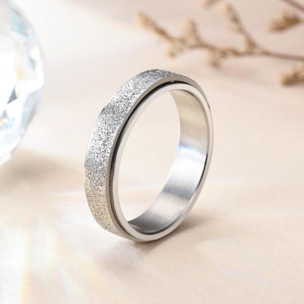 Roterende ring med vakre rhinestones for stress og skjønnhet Silver US 9 - 19.0 cm i diameter