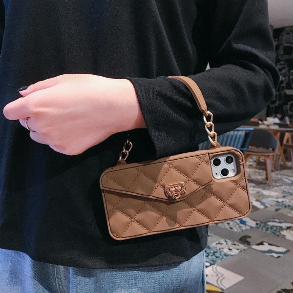Eksklusiv håndtaske til iPhone 11 Pro med skulderrem Brown one size