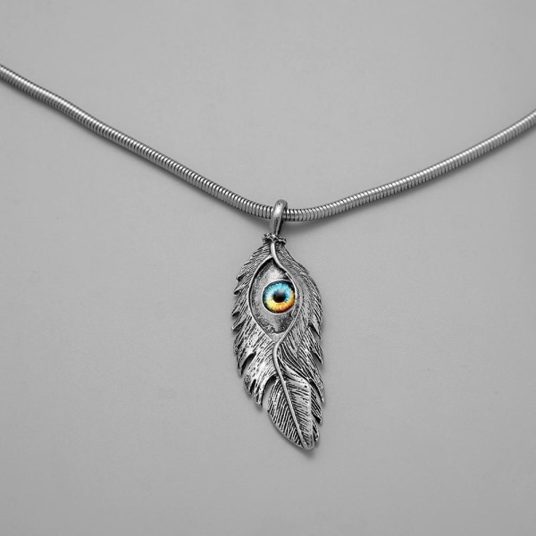 Viileä kaulakoru hopea feather eye demon ruostumatonta terästä Silver one size