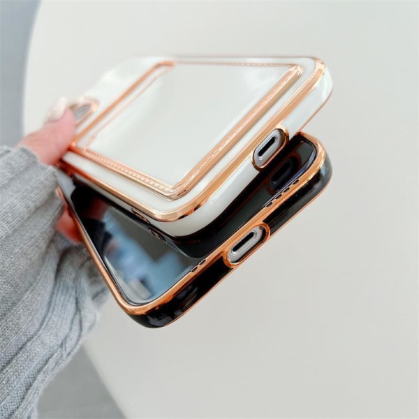 iPhone 13 Pro Max skal plånbok korthållare silikon vit rosa guld White one size