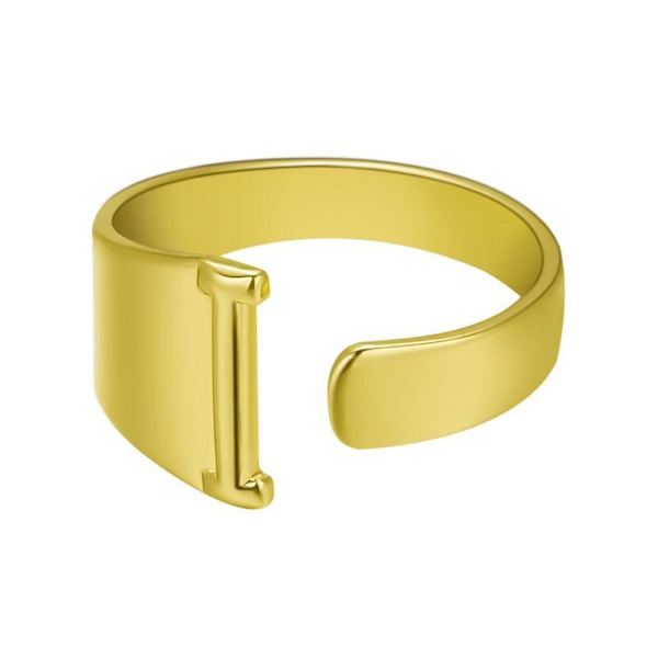 Guldpläterad ring med bokstäver minimalistisk justerbar Gold one size