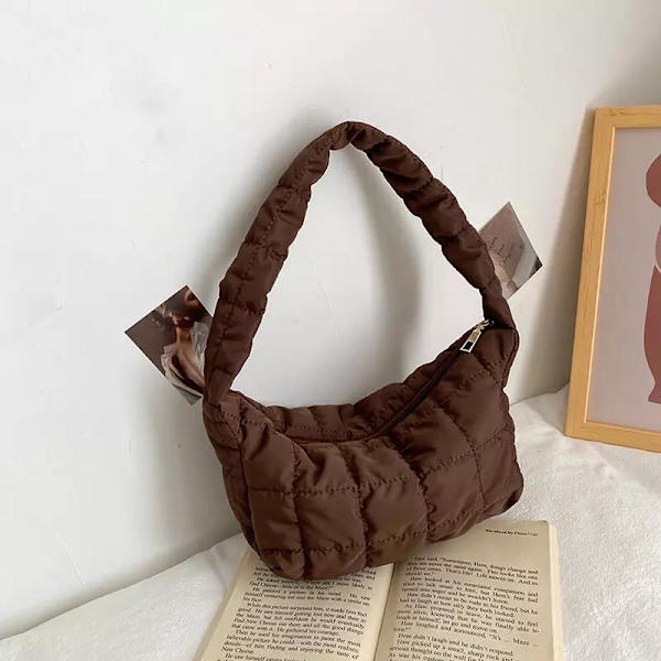Oxford taske skulder polstret puffy 90'er taske sort hvid brun Black