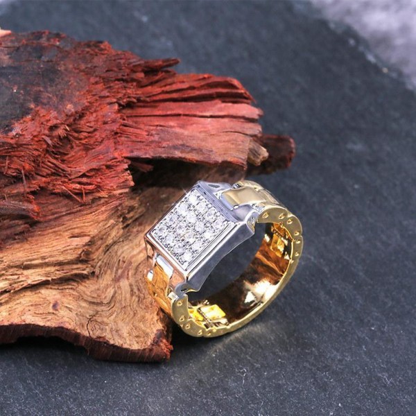 18 karat guldpläterad ring för män med zircon Gold one size