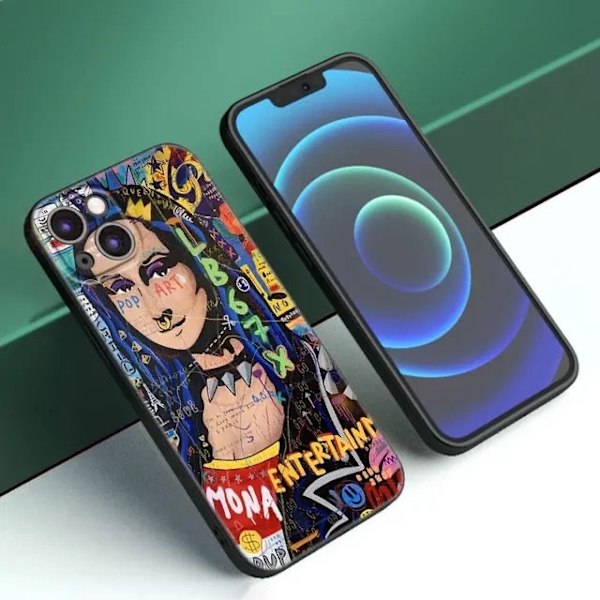 Cover til alle iPhone 15 modeller med Mona Lisa hip hop reggie cool Black one size