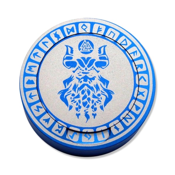 Snusboks i blå aluminium for all snus - Viking med runevalknøtts Blue
