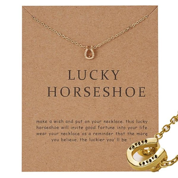 Lucky horseshoe - halskæde med hestesko 18K forgyldt gave Gold one size