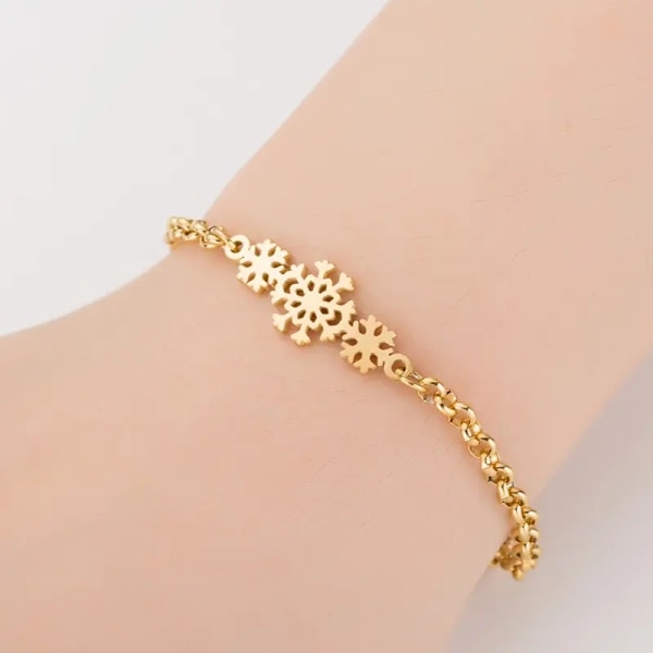 Guldpläterat armband med snöflinga perfekt gåva barn kvinnor män Guld one size