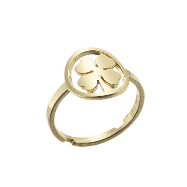 Guldpläterad ring med lyckosam fyrklöver passar alla förgylld Guld one size
