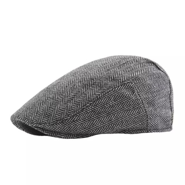 Herre baret kasket fint mønster sort brun grå gatsby Grey one size